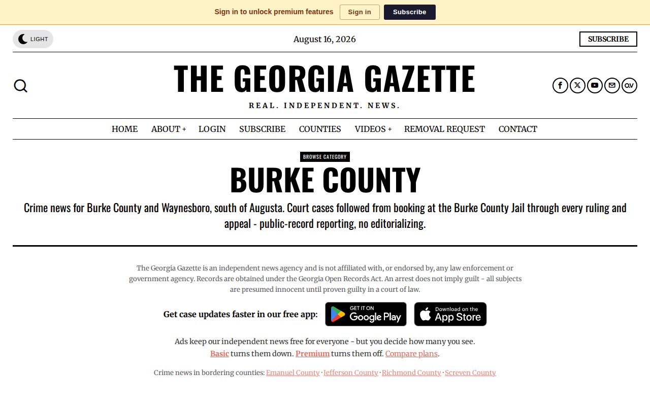 Georgia Gazette Burke County crime news and booking archive