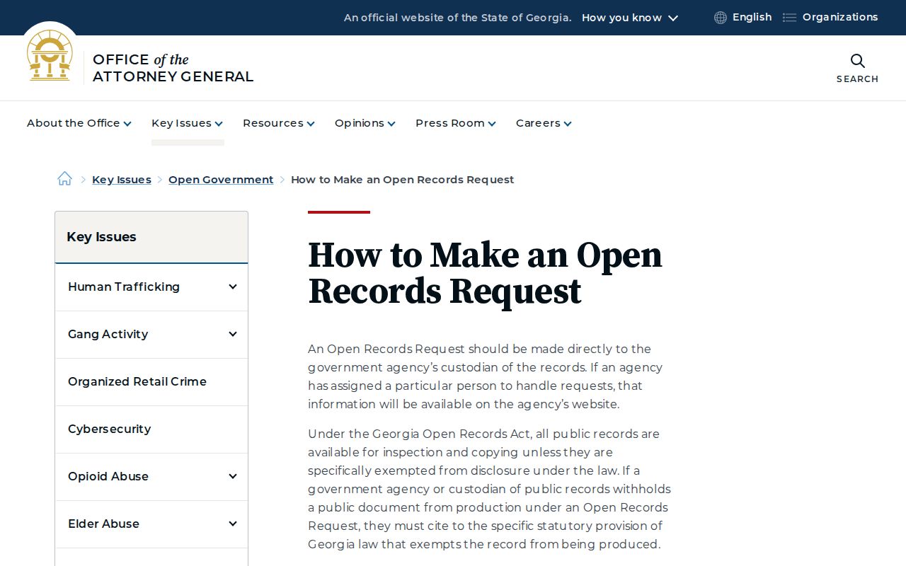 Georgia open-records request guidance for Burke County booking records